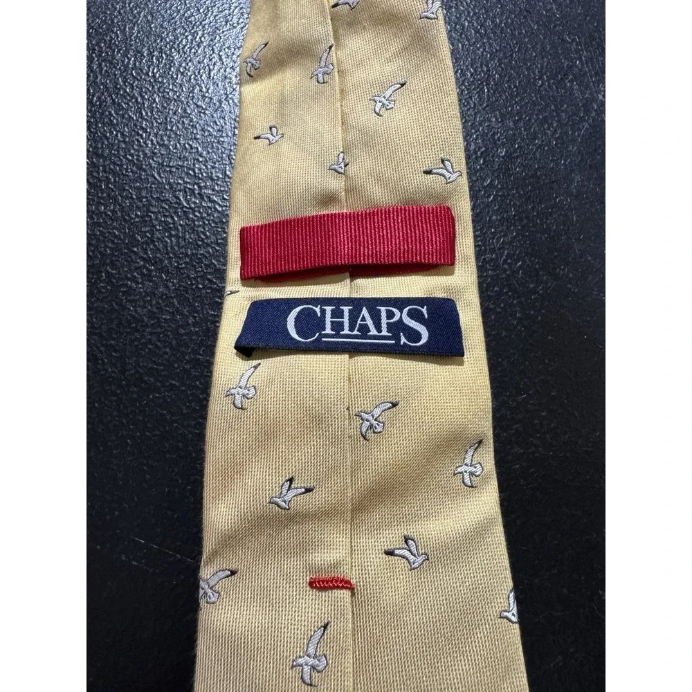 RALPH LAUREN POLO CHAPS Men's Neck Tie Silk Yellow Stripes Seagulls Classic